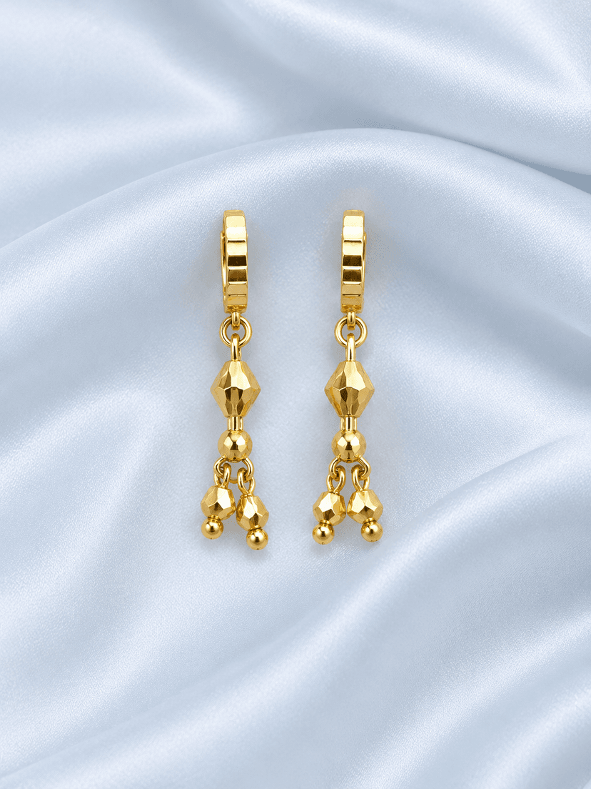 Golden Facet Drop Earrings - Image 1
