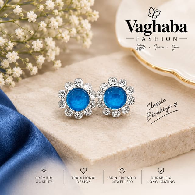 Blue Crystal Floral Bichhiya